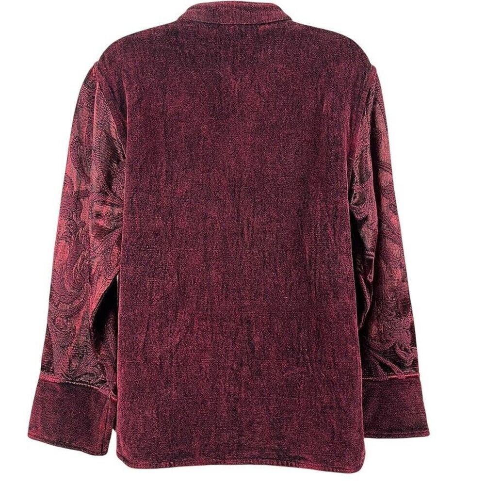 Flashback Burgundy Velvet Beaded Embroidered Whimsigoth Jacket Vintage Womens M - Picture 14 of 16